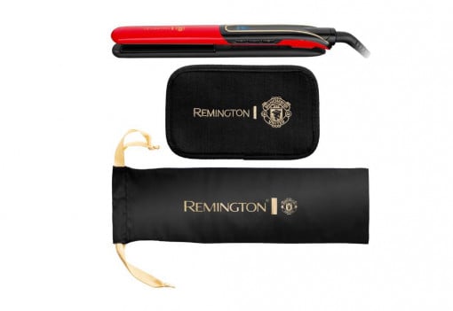 Placa de par Remington S6755 Sleek &amp; Curl Manchester United Edition, 230 grade, Black Titanium Ceramic, Timp incalzire 15 sec, Functie Boost, Rosu/ Negru - Img 2