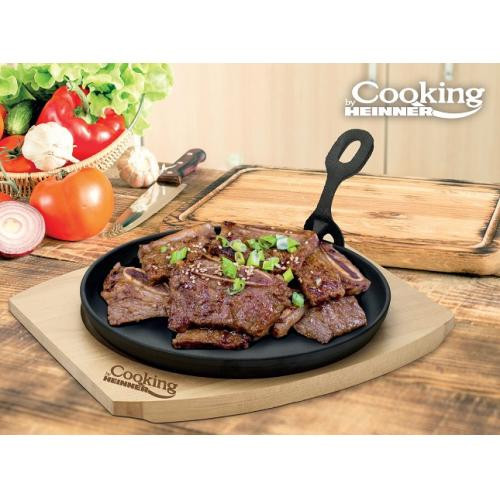 Platou servire rotund, Heinner HR-YT-912, maner detasabil si baza din lemn, fonta, 22 cm - Img 4