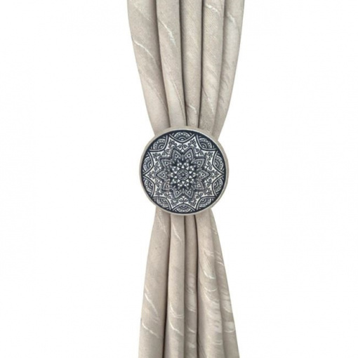 Set 2 brose decorative cu lips pentru perdea, diametru 6 cm, Negru/Maro