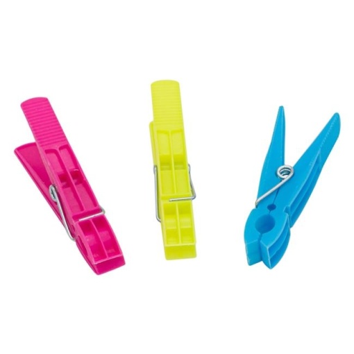 Set 36 carlige din plastic pentru rufe, dimensiune 8 cm, Multicolor