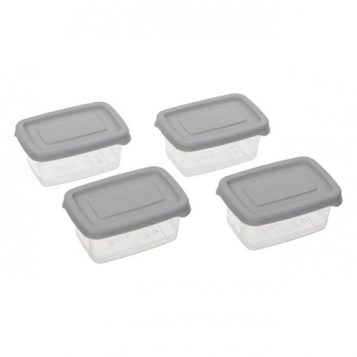Set 4 caserole din plastic pentru alimente, dimensiune 9x6x5 cm, capacitate 125 ml