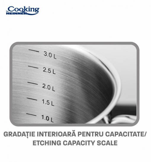 Set pentru gatit cu 6 piese, manere pliabile, capace din sticla, baza inductie, Heinner Milena HR-RW-6PCSML - Img 7