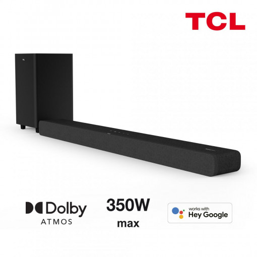 Soundbar TCL TS8132, 3.1.2, 350W, Bluetooth, Dolby Atmos, Subwoofer Wireless, Negru - Img 1