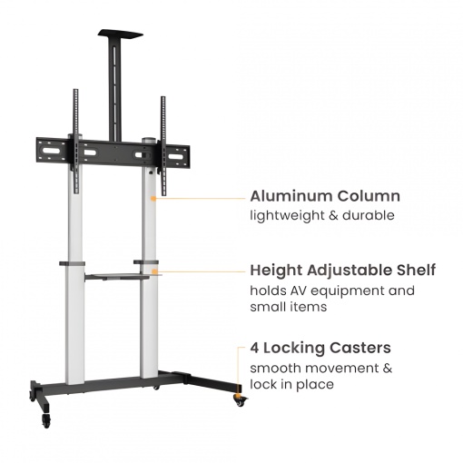 Stand TV mobil Serioux 44-610TW, dimensiuni 1292x717x2327mm, compatibiliate dimensiune ecran 60&quot;-100&quot; - Img 5