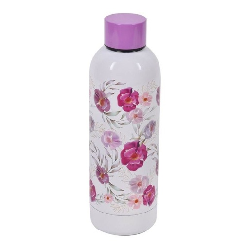 Sticla termos pentru apa din otel inoxidabil, dimensiune 7x22.5 cm, capacitate 540ml, model Floral - Img 1