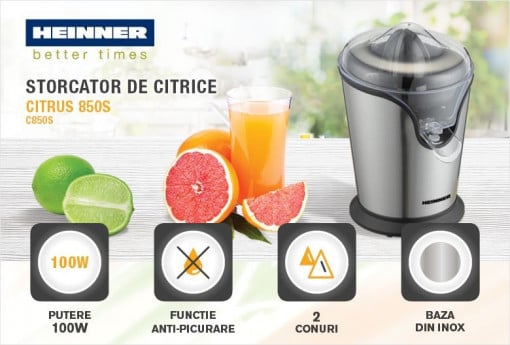 Storcator citrice Heinner Citrus 850, 100 W, capacitate 250 ml - Img 2