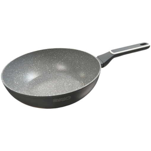 Tigaie WOK aluminiu forjat, diametru 28 cm, acoperire antiaderenta 5 straturi, baza inductie, Brio Terra Stone