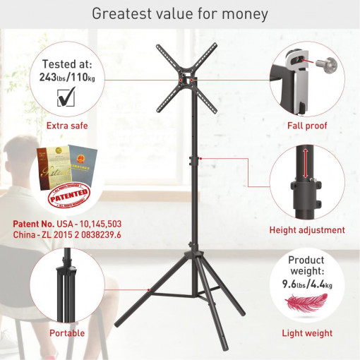 Barkan Portable Tripod Floor Sta 13&quot;-65&quot; - Img 2