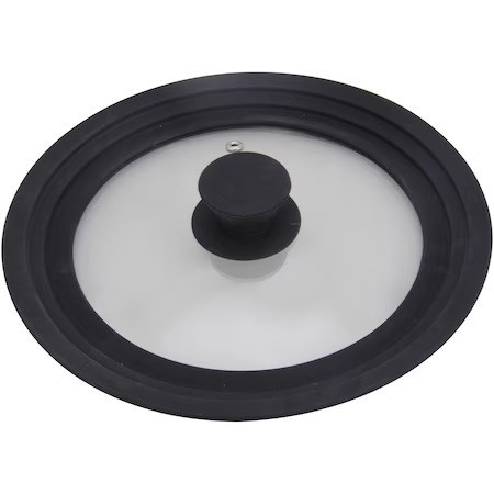 Capac din sticla cu margine din silicon, adaptabil 3 dimensiuni 20/22/24 cm, Negru - Img 2