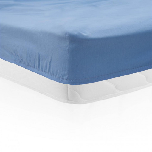 Cearsaf de pat cu elastic, dimensiune 140x200 cm, bumbac 100%, Albastru, Heinner HR-SHEET140-BLU - Img 3