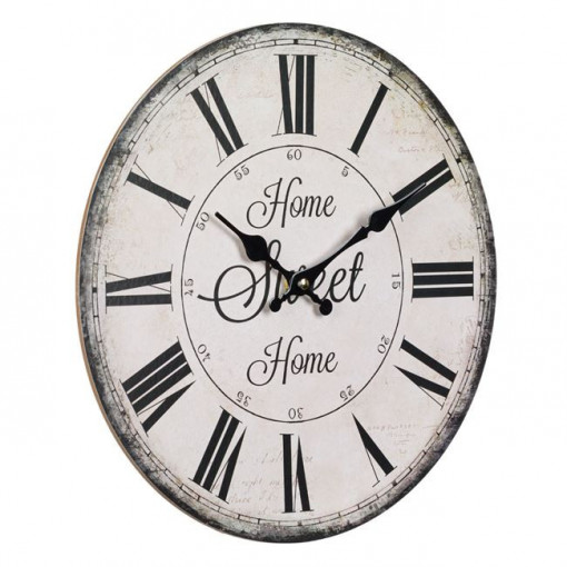 Ceas Vintage de perete din lemn, diametru 34 cm, Home Sweet Home - Img 2