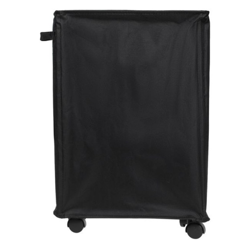 Cos de rufe din material textil si cu 4 roti, dimensiune 40 x 20 x 58 cm, capacitate 42 L, Negru - Img 2