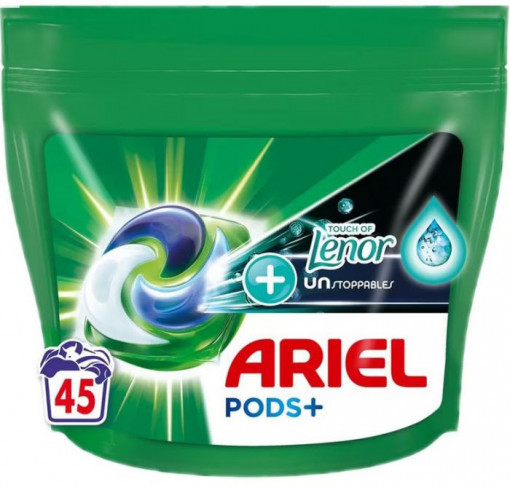 Detergent de rufe capsule, Ariel All in One Pods, Touch of Lenor Unstoppable, 45 capsule - Img 2