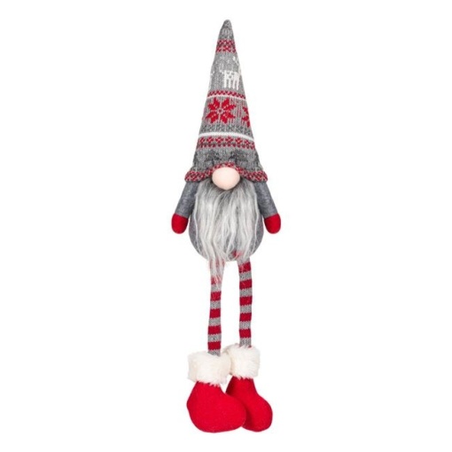 Figurina decorativa de Craciun, dimensiune 13x8x35 cm, Gnome cu haina gri - Img 1