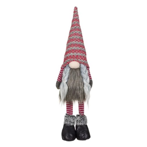 Figurina decorativa de Craciun, dimensiune 17x13x61 cm, Gnome cu caciula gri