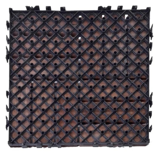 Gresie decorativa din lemn cu baza din plastic rezistent, dimensiune 30x30x2 cm, Maro - Img 2