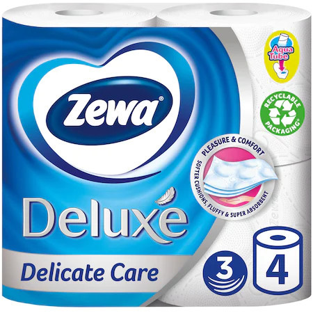 Hartie igienica Zewa Deluxe Delicate Care, 3 straturi, 4 role