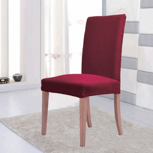 Husa pentru scaun decorativa, elastica, bordo cu carouri reliefate
