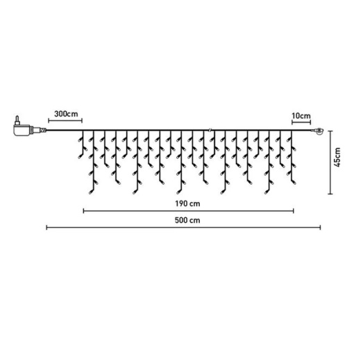 Instalatie de lumini LED tip perdea, lumina multicolora, 100 becuri, dimensiune 500 x 45 cm, extensibila, IP 44 - Img 3