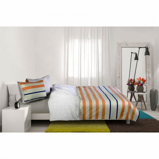 Lenjerie de pat dublu Heinner HR-Z3BED-STR, 3 piese, bumbac 100%, model Stripes