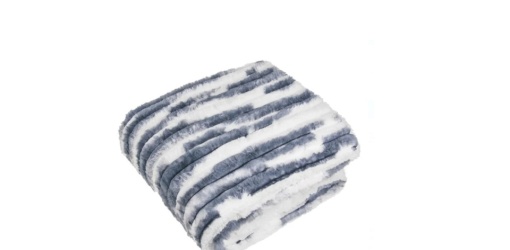 Patura din imitatie de blana, dimensiune 160x130 cm, Albastru/Alb - Img 2