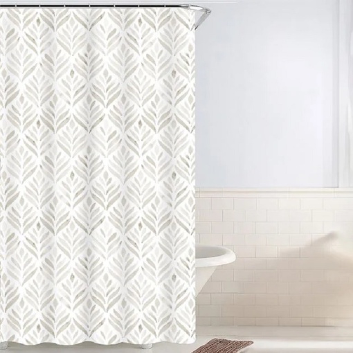 Perdea dus din PEVA, dimensiune 180x180 cm, prindere cu 12 inele, model Frunze Aurii