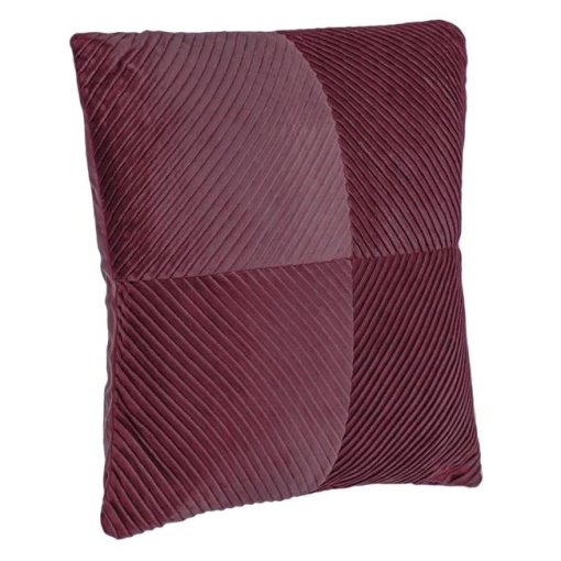 Perna decorativa catifelata, dimensiune 45x45x12 cm, Bordo - Img 1