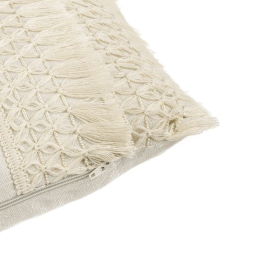 Perna decorativa cu model macrame, dimensiune 50 x 30 x 13 cm, Ecru - Img 3