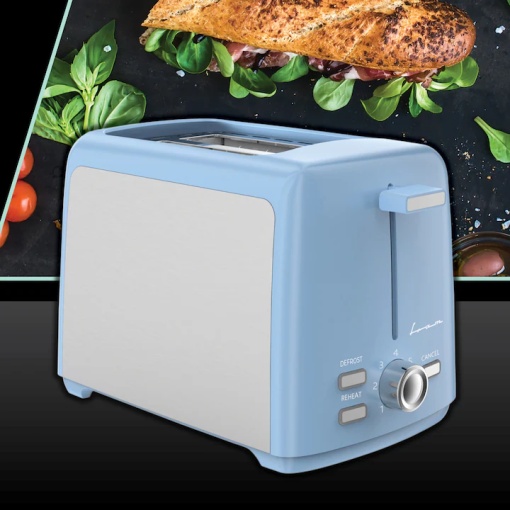 Prajitor de paine FRAM FTP-800SSBL, 800W, capacitate 2 felii, functi, 7 niveluri de rumenire, tavita detasabila, Albastru - Img 2