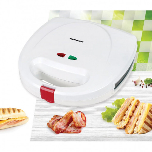 Sandwich maker, Heinner SM-2K750WH, 750W, indicator luminos, Alb - Img 4