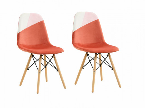 Set 2 scaune stil scandinav, 52x47x82 cm, Coral - Img 1