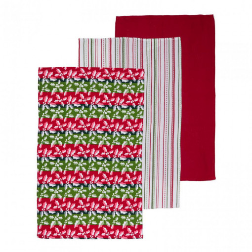 Set 3 prosoape bucatarie Red Xmas, bumbac 100%, 38 × 64 cm - Img 2