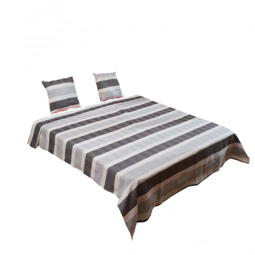 Set cuvertura de pat King Size + 2 huse perna, 200x220 cm, Zia Grey - Img 1