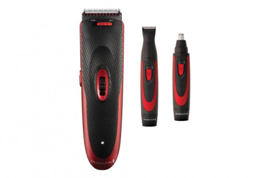 Set de tuns 3 in 1 Remington HC905, Aparat de tuns, Trimmer, Aparat de tuns de precizie, Acumulator, 45 min, Negru/Rosu