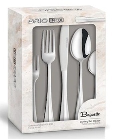 Set tacamuri 30 piese din otel inoxidabil, finisaj lucios, Brio Baguette