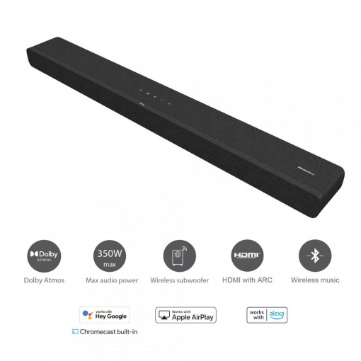 Soundbar TCL TS8132, 3.1.2, 350W, Bluetooth, Dolby Atmos, Subwoofer Wireless, Negru - Img 2