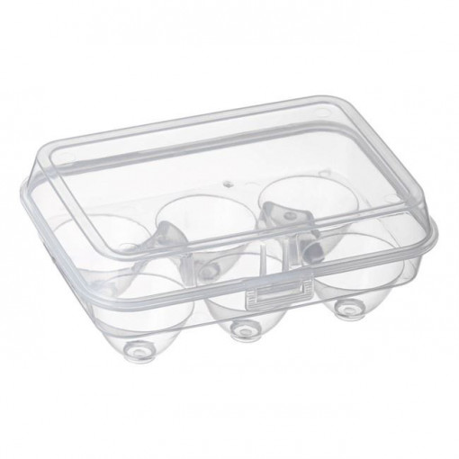 Suport din plastic cu capac pentru 6 oua, dimensiune 17.5x12x7cm