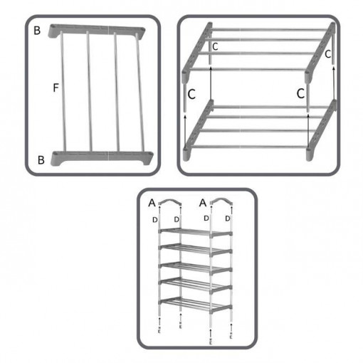 Suport pentru incaltaminte, 5 rafturi, dimensiune 58x26x102 cm - Img 2