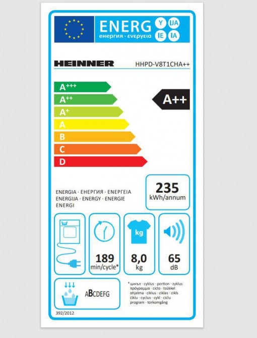 Uscator de rufe Heinner HHPD-V8T1CHA++, Pompa de caldura, 8 kg, 15 programe, Clasa A++, Display LED, Lumina cuva, Indicator curatare filtru scame, Indicator rezervor colectare apa plin, Blocare acces copii, Alb - Img 4