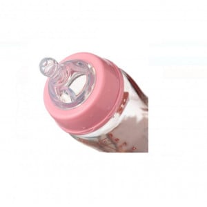 Biberon de Sticla cu Tetina din Silicon, 260 ml, Pink Bunny - Img 3