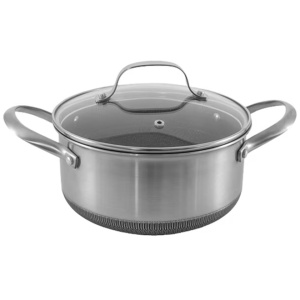 Cratita otel cu capac, dimensiune 20x9.5 cm, capacitate 2.5 l, acoperire antiaderenta rezistenta la zgarieturi, Oti HEXA MAGIC - Img 1
