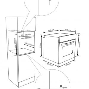 Cuptor incorporabil Heinner HBO-V659GCD-GBK, 65 l, 9 functii, Multifunctional, Grill, Ventilatie, Timer, Display touch, Clasa A, Sticla neagra - Img 5