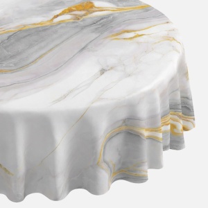 Fata de masa plastifiata rotunda, dimensiune 180 cm, model Marble - Img 2