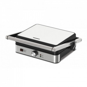 Grill electric Heinner HEG-K2000SS, 2000 w, placi fixe cu invelis antiaderent, temperatura reglabila, deschidere 180˚ - Img 1