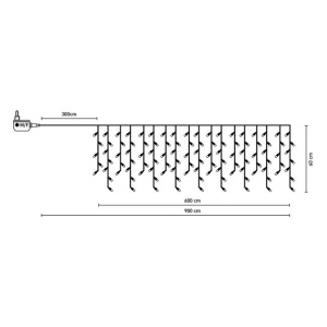 Instalatie de lumini LED tip perdea, lumina calda, 288 becuri, dimensiune 900x60 cm, programabila, IP44 - Img 3