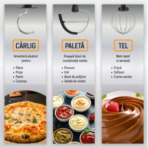 Mixer planetar cu bol Heinner HPM-D750BK, 600W, 12 viteze, bol inox 3.5L, accesorii tel, paleta si carlig, negru - Img 4