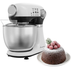 Mixer planetar Fram FPM-D1010WHBK, 1000 W, Bol inox 5 l, Angrenaj metalic, 12 viteze + pulse, Alb/Negru - Img 2