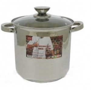 Oala inalta din inox cu capac din sticla, capacitate 11.1 l, dimensiune 26x21 cm, baza inductie, DAR 19029