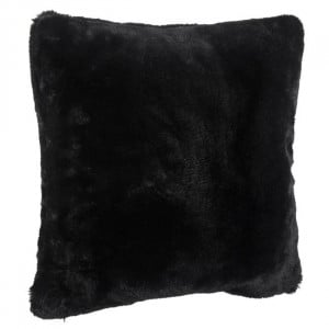 Perna decorativa din imitatie de blana, doua fete, dimensiune 40x40x11 cm, Neagra