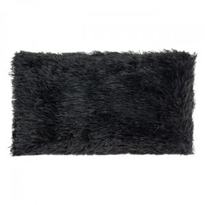 Perna decorativa shaggy din imitatie de blana, dimensiune 50x30x12 cm, Neagra - Img 2